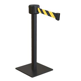 Zahrazovací sloupek se samonavíjecím popruhem 10 m, popruh žluto-černý