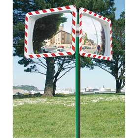 Suport pentru montare pe stâlp a 2 oglinzi, H: 1300 mm, Ø 76 mm