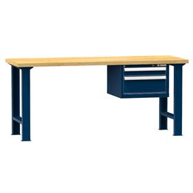 Banc de atelier KOMBI, lxLxH: 1500x700x880, 2 sertare, albastru închis RAL5010