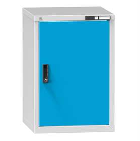 Dílenská skříňka KOMBI, v x š x h: 840 x 578 x 630 mm, 1 x dvířka, barva šedá RAL7035/modrá RAL5012