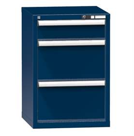 Dílenská skříňka KOMBI, v x š x h: 840 x 578 x 630 mm, 3 x zásuvka, barva tmavě modrá RAL5010