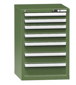 Werk-Schubladenschrank, HxBxT: 840 x 578 x 630 mm, 7 x Schubladen, grün RAL6011