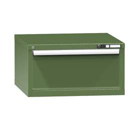 Box container - dulap banc masă de atelier - modul corp dulap cu sertare atașabil banc lucru KOMBI, HxLxl: 390x578x630 mm, 1 sertar, verde RAL6011
