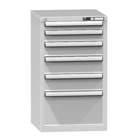 Zásuvková dielenská skriňa, 6 x zásuvka, v x š x h: 990 x 578 x 630 mm, farba šedá RAL7035