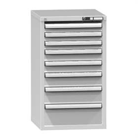 Zásuvková dílenská skříňka, 8 x zásuvka, v x š x h: 990 x 578 x 630 mm, barva šedá RAL7035