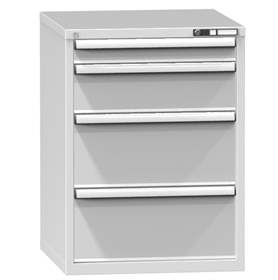 Zásuvková dielenská skriňa, v x š x h: 990 x 731 x 780 mm, 4 x zásuvka, farba šedá RAL7035