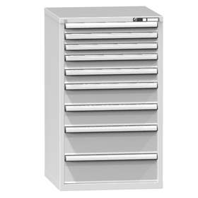 Werkzeugschrank mit Schubladen, 9 x Schublade, H x B x T: 1215 x 731 x 780 mm, Farbe lichtgrau RAL7035