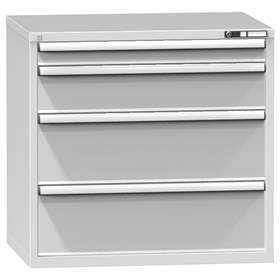 Schubladenschrank für Werkstatt, HxBxT: 990 x 1037 x 780 mm, 4 x Schubladen, Farbe grau RAL7035