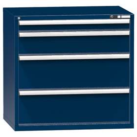 Schubladenschrank für Werkstatt, HxBxT: 990 x 1037 x 780 mm, 4 x Schubladen, Farbe dunkelblau RAL5010