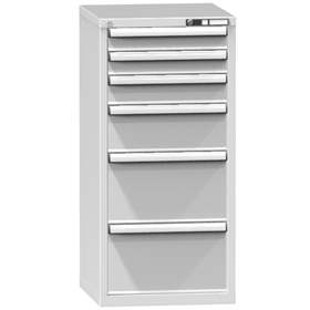 Zásuvková dílenská skříňka, 6 x zásuvka, v x š x h: 1215 x 578 x 630 mm, barva šedá RAL7035