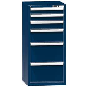 Zásuvková dílenská skříňka, 6 x zásuvka, v x š x h: 1215 x 578 x 630 mm, barva tmavě modrá RAL5010