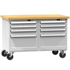 Banc de atelier 1200 x 700 mm, mobilă, capacitate portantă 340 kg, 8 sertare, gri RAL7035