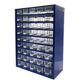 Schubladenmagazin 306 x 155 x 417 mm, Farbe blau, 45 Schubladen