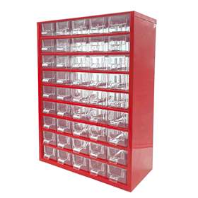 Schubladenmagazin 306 x 155 x 417 mm, Farbe rot, 45 Schubladen