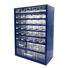 Schubladenmagazin 306 x 155 x 417 mm, Farbe blau, 33 Schubladen