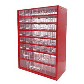 Schubladenmagazin 306 x 155 x 417 mm, Farbe rot, 33 Schubladen