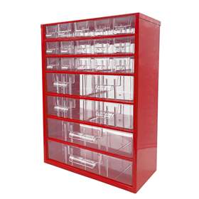 Schubladenmagazin 306 x 155 x 417 mm, Farbe rot, 21 Schubladen