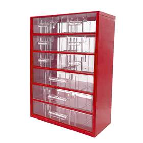 Schubladenmagazin 306 x 155 x 417 mm, Farbe rot, 9 Schubladen