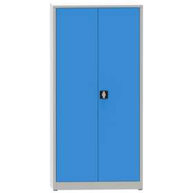 Dulap metalic cu uși batante - office steel furniture, HxLxl: 1950x950x400 mm, 4 polițe, corp gri RAL7035 /uși albastre RAL5012