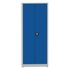 Flügeltürenschrank mit 4 Fachböden, HxBxT: 1950x800x400 mm, Korpus Lichtgrau RAL7035 /Tür Signalblau RAL5005