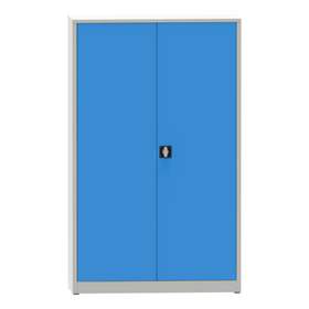 Dulap metalic cu uși batante - office steel furniture, HxLxl: 1950x1200x400 mm, 4 polițe, corp gri RAL7035 /uși albastre RAL5012