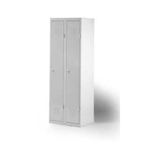 Dulap metalic de vestiar, 2 uși, 2 x 300 mm, livrabil demontat, gri RAL7035, zăvor rotativ