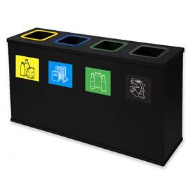 EKO STATION - sestava na tříděný odpad, objem 4 x 60 l, černá