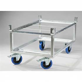 Paletten-Fahrgestelle, 1220 x 820 mm, Höhe 650 mm, Tragfähigkeit 1000 kg, verzinkt