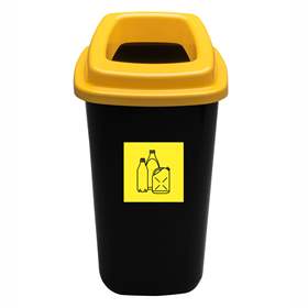 Abfallbehälter SORT, aus Kunststoff, Volumen 45 l, Farbe schwarz, Deckel gelb