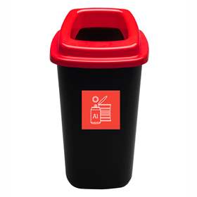 Abfallbehälter SORT, aus Kunststoff, Volumen 45 l, Farbe schwarz, Deckel rot