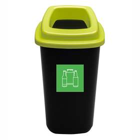 Abfallbehälter SORT, aus Kunststoff, Volumen 45 l, Farbe schwarz, Deckel grünn