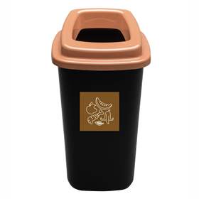 Abfallbehälter SORT, aus Kunststoff, Volumen 45 l, Farbe schwarz, Deckel braun