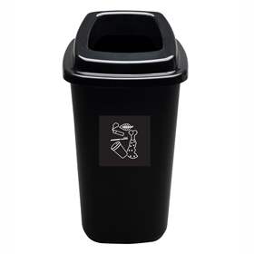 Abfallbehälter SORT, aus Kunststoff, Volumen 45 l, Farbe schwarz, Deckel schwarz