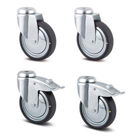 Fahrsatzt antistatisch (4 Lenkrollen, 2 davon mit Feststellern), Durchmesser 75 mm