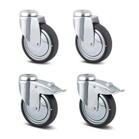 Fahrsatzt antistatisch (4 Lenkrollen, 2 davon mit Feststellern), Durchmesser 125 mm