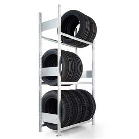Reifenregal mit 3 Etagen, HxBxT: 2000 x 1000 x 400 mm, Etagen-Tragfähigkeit 150 kg, Grundregal