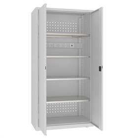 Werkstattschrankmit Ladefunktion für Elektrowerkzeuge, 4 Fachböden, HxBxT: 1990x1000x500 mm, Farbe grau RAL7035