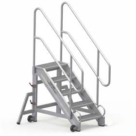 Outdoor-Plattformleiter aus Aluminium, 5 Alu-Stufen, seitlich verschiebbar