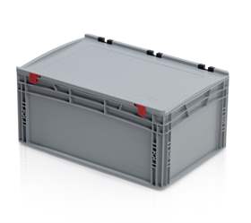 Eurobehälter mit Deckel, grau, 600 x 400 x 285 mm