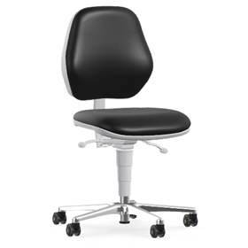 Scaun ESD antistatic rotativ de atelier pentru cameră sterilă Cleanroom BASIC, cu roți