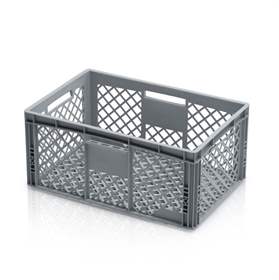 Eurobehälter durchbrochen, grau, 600 x 400 x 270 mm