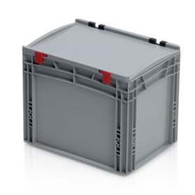 Eurobehälter mit Deckel, grau, 400 x 300 x 335 mm