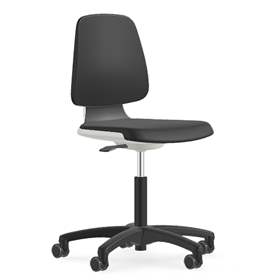 Pracovná stolička pre čisté priestory LABSIT, na kolieskach, biela/čierna