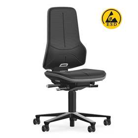 Antistatischer Arbeitsstuhl ESD NEON, Skintec-Bezug, schwarz/grau
