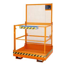 Arbeitsbühne 1000 x 1200 mm für Gabelstapler, faltbar, Traglast 300 kg, Orange RAL2000