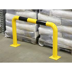 Bară protecție arcuită, pentru spații exterioare, culoare galbenă-neagră, Hxl: 350 x 750 mm