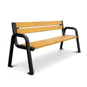 Parková lavice Porto, ocelová trubková konstrukce, dřevo odstín teak, délka 1,98 m