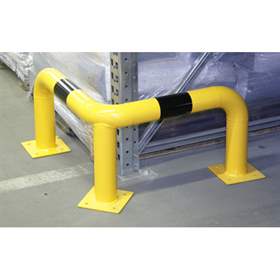 Bară de protecție din oțel pentru colț 90°, pentru spații exterioare, culoare galbenă-neagră, H: 1200 mm