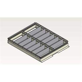 Schubladen-Trennung TECHNO, lackiert, 2 x 7, Höhe 100 mm.