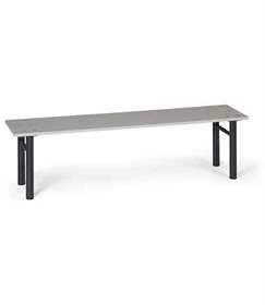 Garderobenbank, Sitzfläche aus grauen Lamino-Platten, Stahlkonstruktion anthrazit, Länge 1,5 m